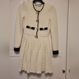 Self Portrait Cream Weave Knit mini dress size xs